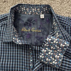 ROBERT GRAHAM Matira Blue Multi Color Flip Cuffs Trees Shirt Men’s Size 2XL